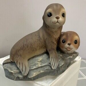 Vintage Homco Masterpiece Porcelain Sea Lion Figurine 1981